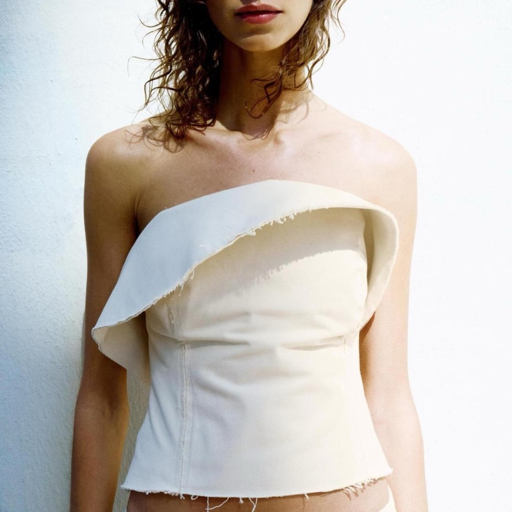 Zara raw hem bustier top